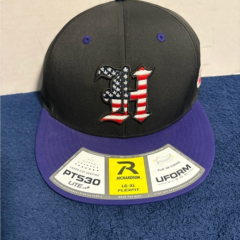 HOUSTON TEXANS Hat Cap Black Purple Richardson PTS-30 LG-XL Uform Vented SAL